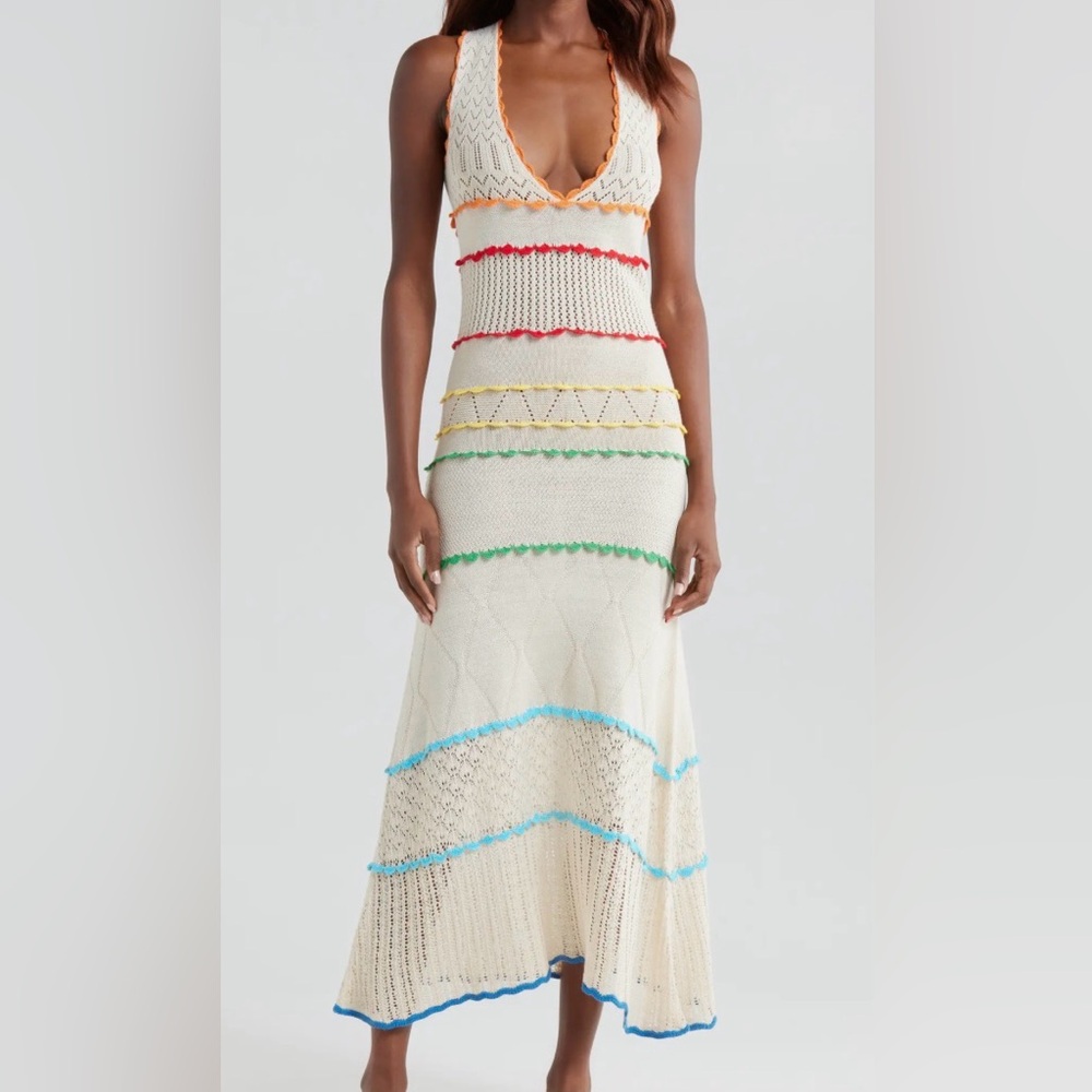Abbie Tiered Mixed Stitch Cover-Up Maxi Dress XS/S never worn!!